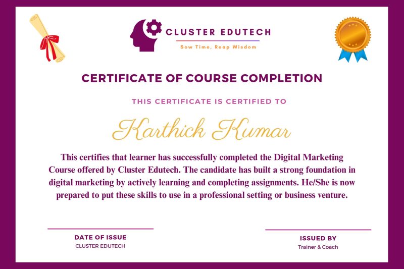 Social media Marketing Course Completion Certificate